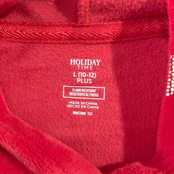 Holiday Time Dress Girls Size L (10-12) Plus Red Gold Bows Hooded Soft Christmas - Picture 5 of 7